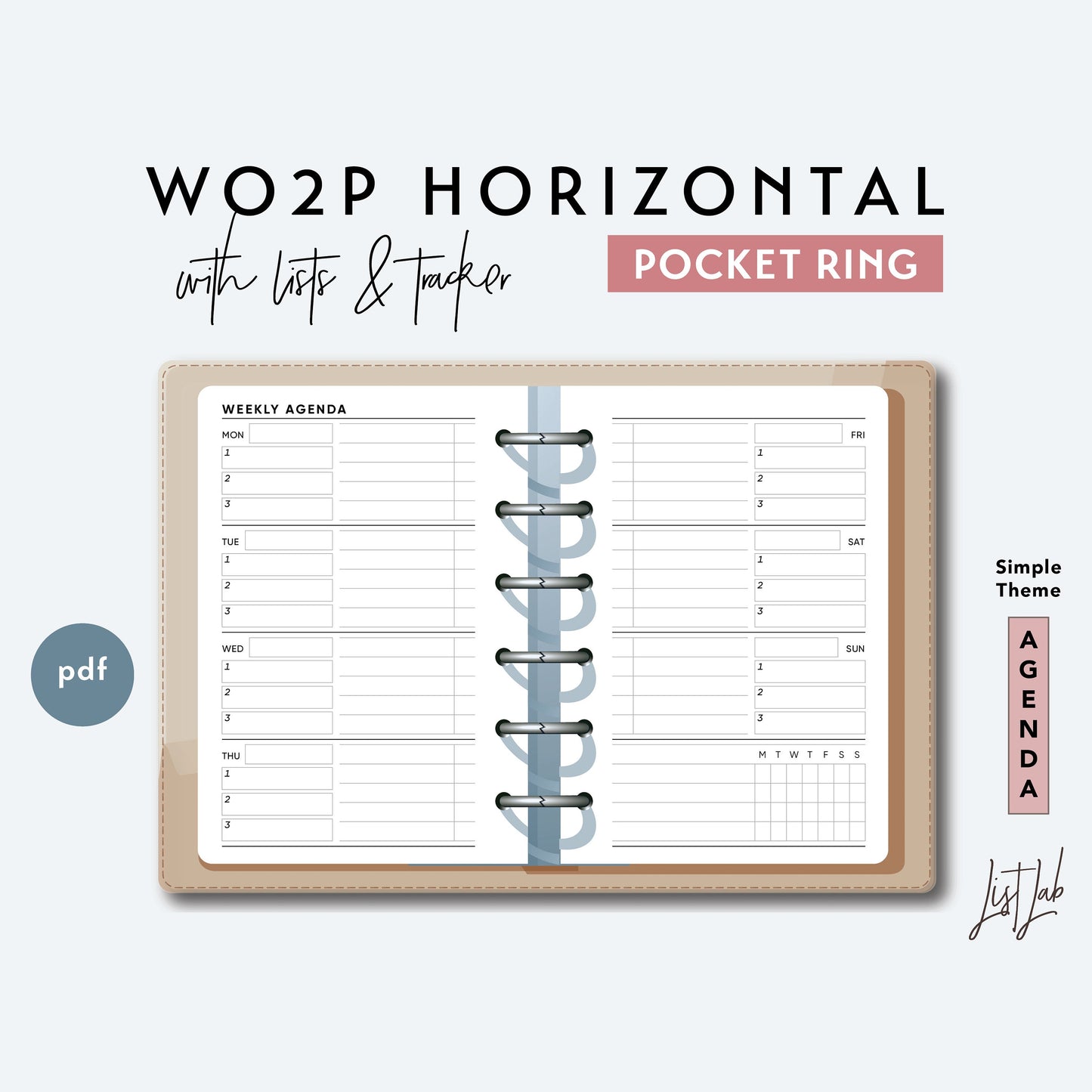 Pocket Ring WO2P Horizontal - with Lists and Tracker Printable Insert Set