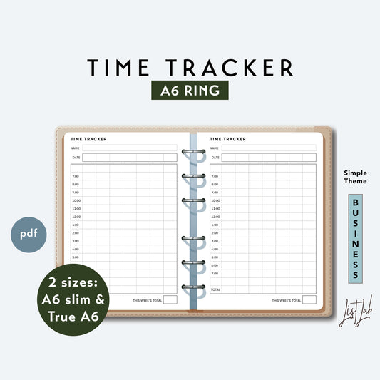 A6 Ring TIME TRACKER Printable Set
