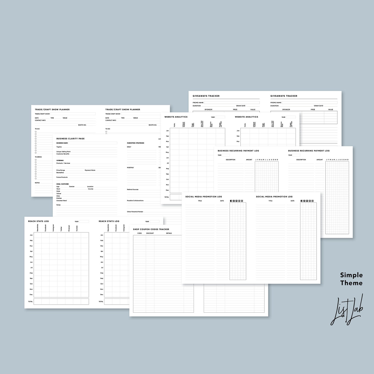 Classic Discbound SMALL BUSINESS KIT Printable Insert Set