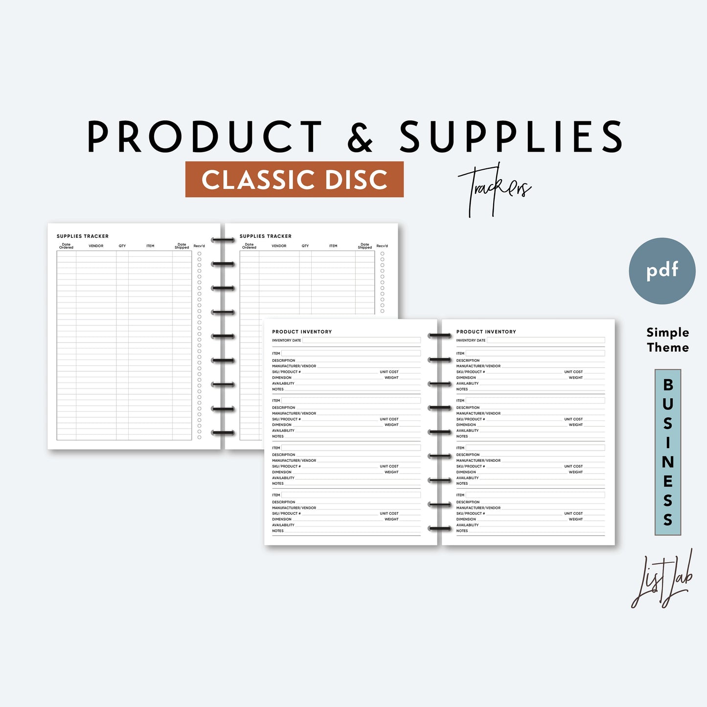 Classic Discbound PRODUCT AND SUPPLIES Trackers Printable Insert Set