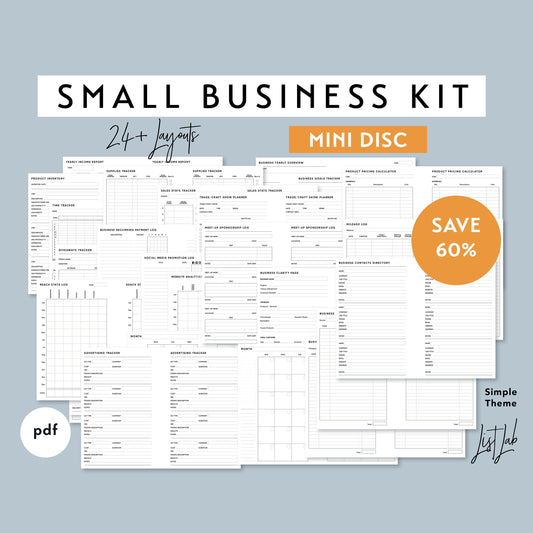 Mini Discbound SMALL BUSINESS KIT Printable Insert Set