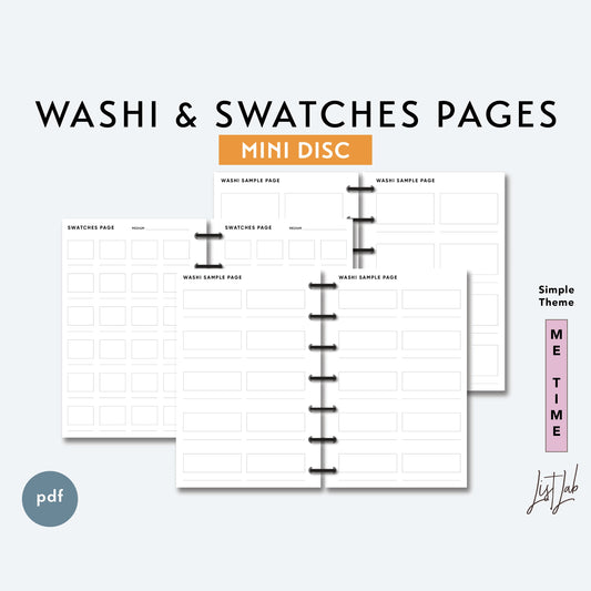 Mini Discbound WASHI and SWATCHES Pages Printable Insert Set