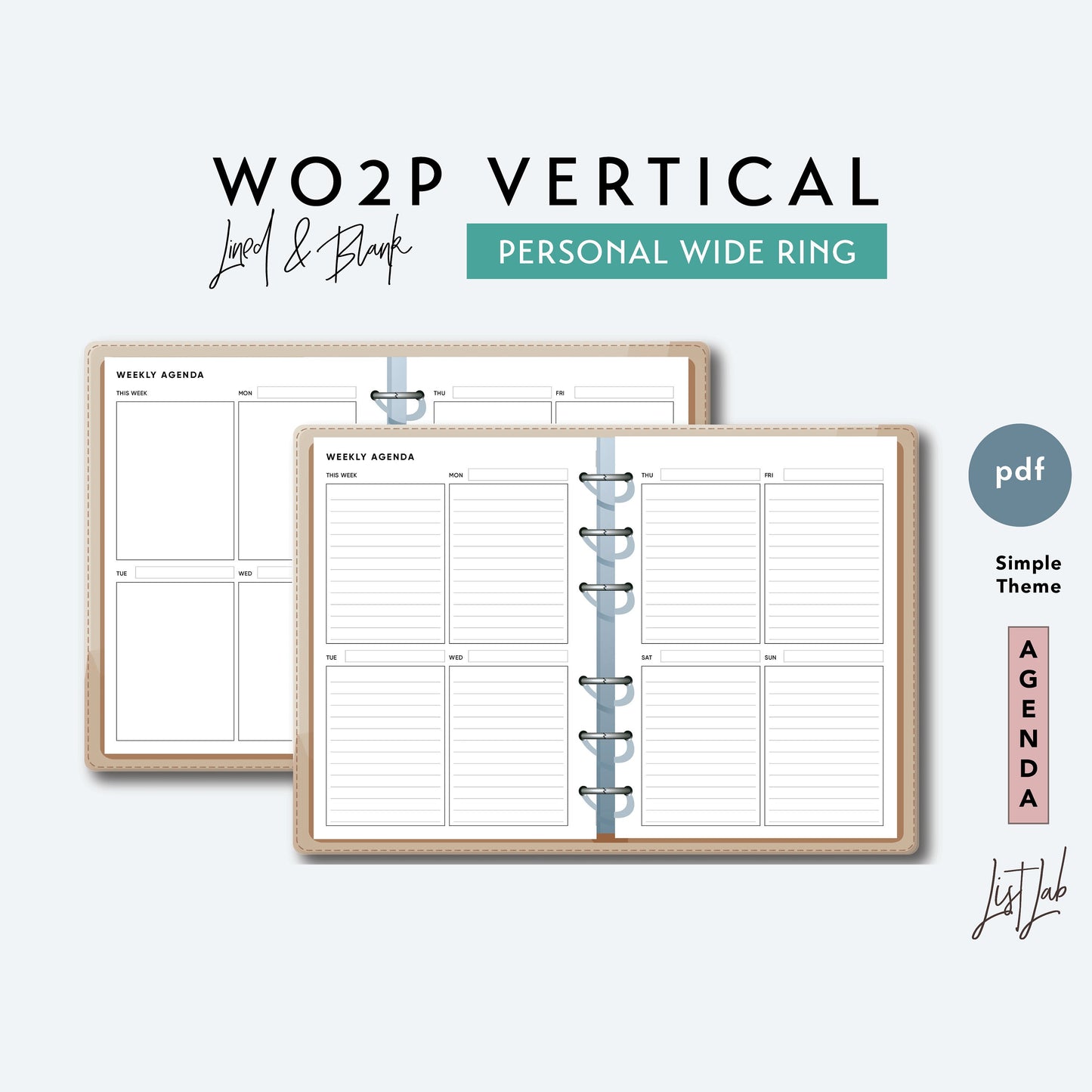 Personal Wide Ring WO2P VERTICAL Printable Insert Set