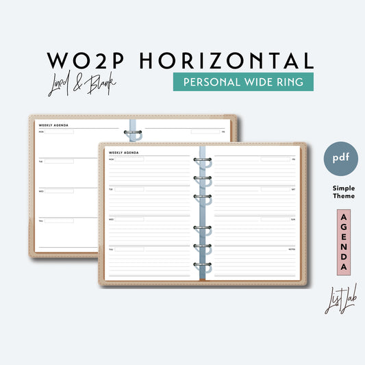 Personal Wide Ring WO2P HORIZONTAL Printable Insert Set