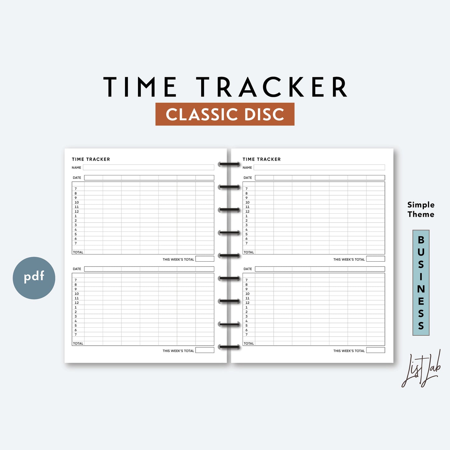 Classic Discbound TIME TRACKER Printable Insert Set