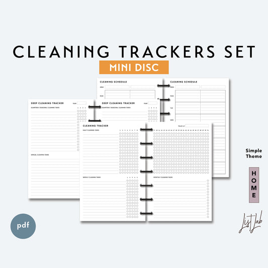 MINI Discbound CLEANING TRACKERS Set Printable Insert Set