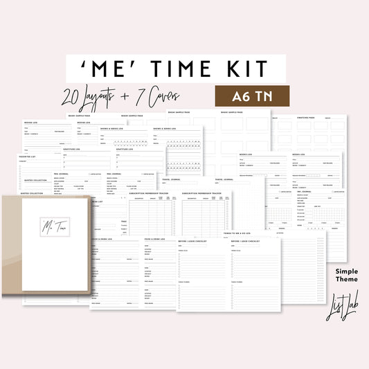 A6 TN ME TIME Kit Printable Insert Set