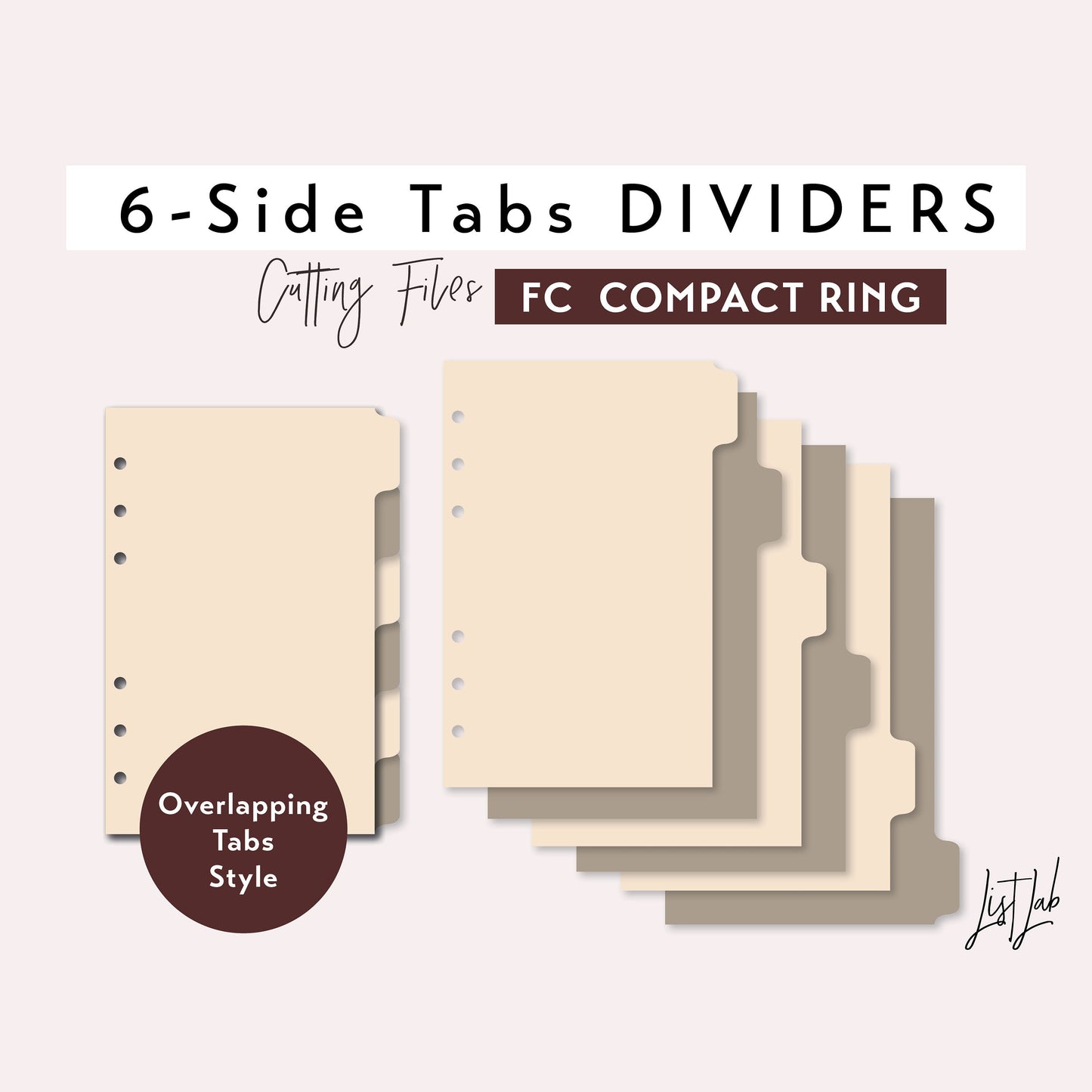 FC Compact Ring 6-SIDE Tab Dividers Cutting Files Set