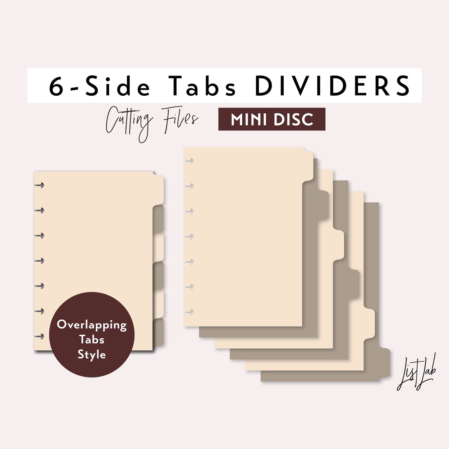 Mini Discbound 6-SIDE Tab Dividers Cutting Files Set