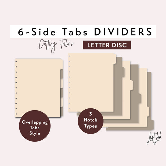 Letter Discbound 6-SIDE Tab Dividers Cutting Files Set