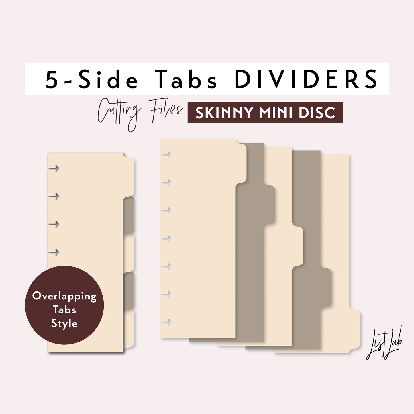 Skinny Mini Discbound 5-SIDE Tab Dividers Cutting Files Set