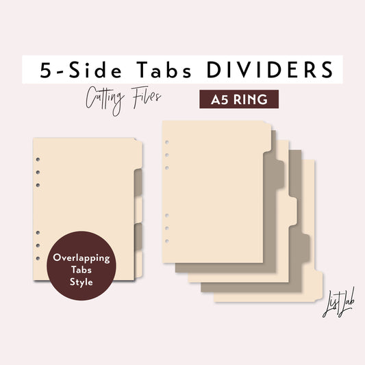 A5 Ring 5-SIDE Tab Dividers Cutting Files Set