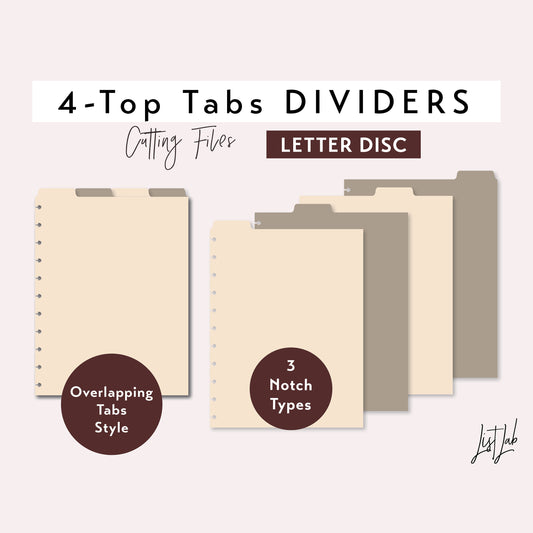 Letter Discbound 4-TOP TAB DIVIDERS Cutting Files Set