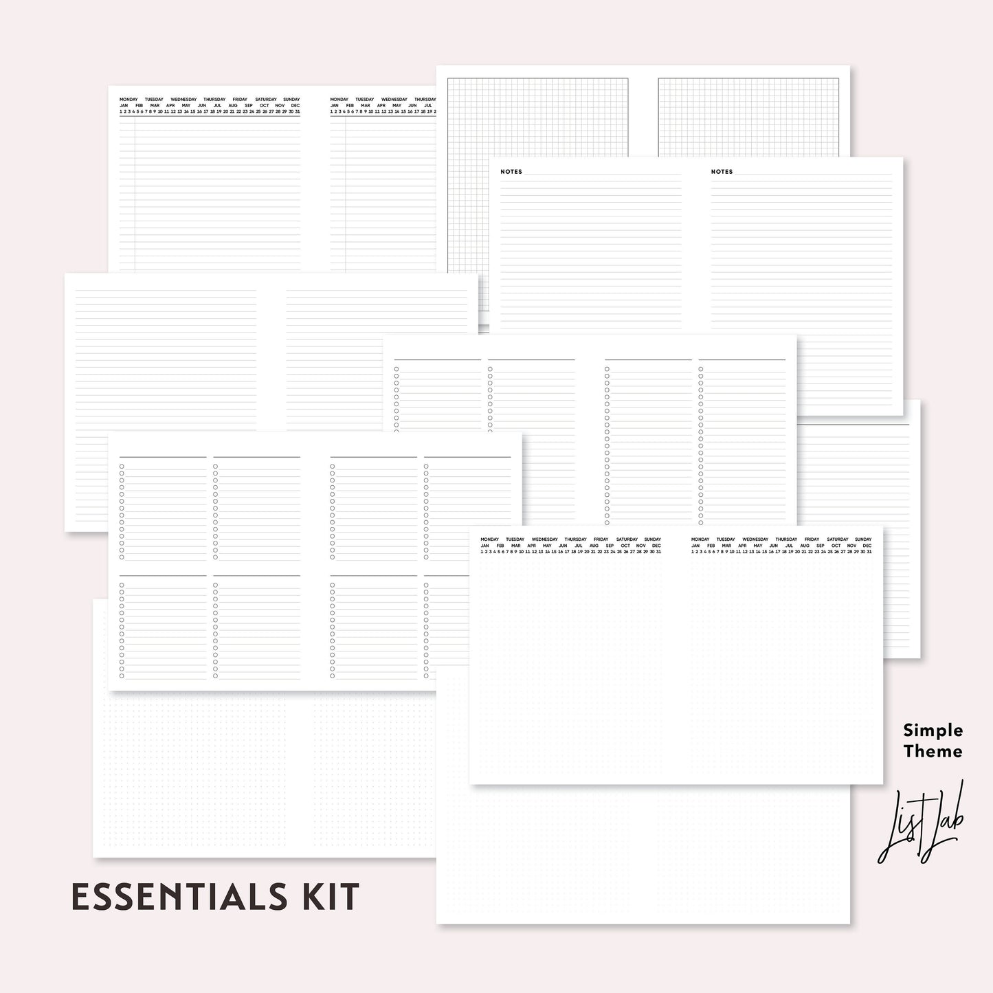 ECLP / A5 Wide Ring EVERYTHING BUNDLE Printable Insert Set