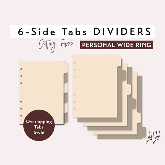 Personal WIDE Ring size 6-SIDE Tab Dividers Cutting Files Set