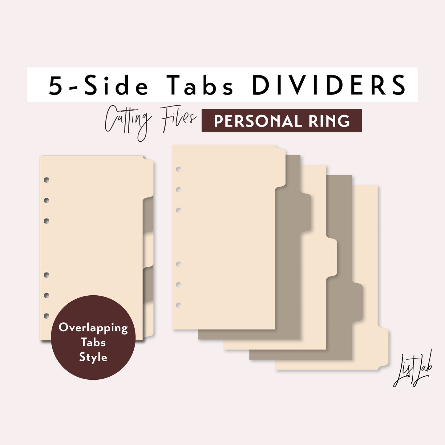 Personal Ring 5-SIDE TAB DIVIDERS Cutting Files Set