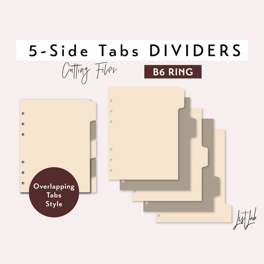 B6 Ring 5 SIDE Tab Dividers Cutting Files Set