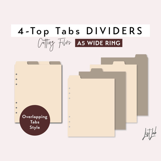 A5 Wide Ring 4-TOP Tab Dividers Cutting Files Set