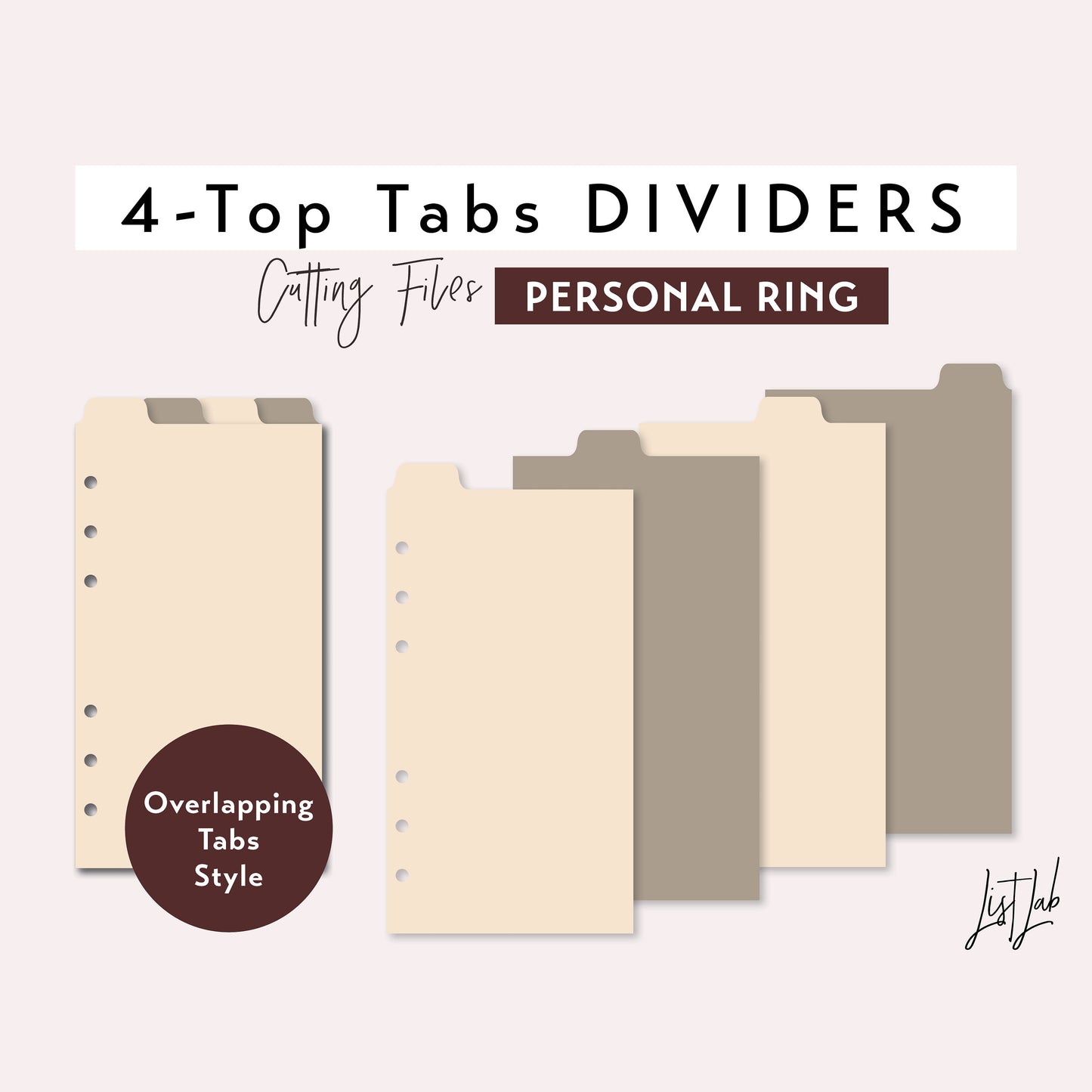 Personal Ring Ring 4-TOP Tab Dividers Cutting Files Set