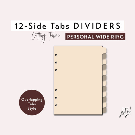 Personal WIDE Ring size 12-SIDE Tab Dividers Cutting Files Set
