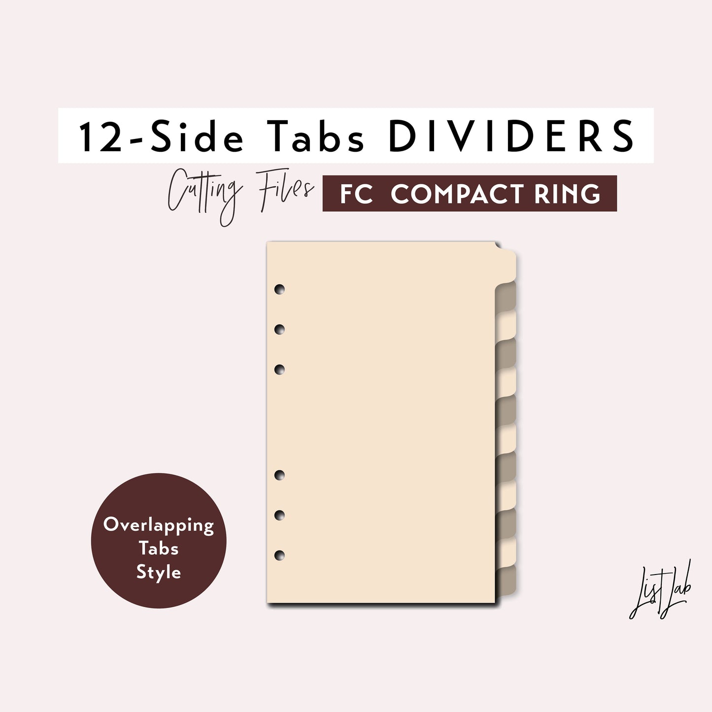 FC COMPACT Ring 12-SIDE Tab Dividers Cutting Files Set