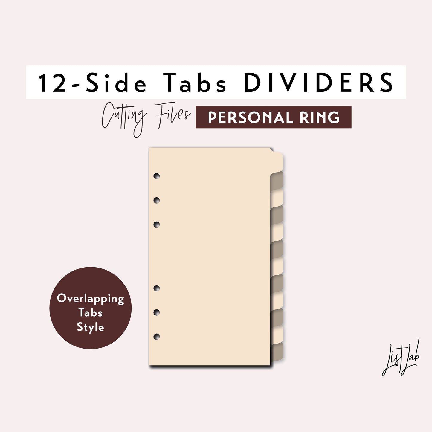 Personal Ring 12-SIDE TAB DIVIDERS Cutting Files Set