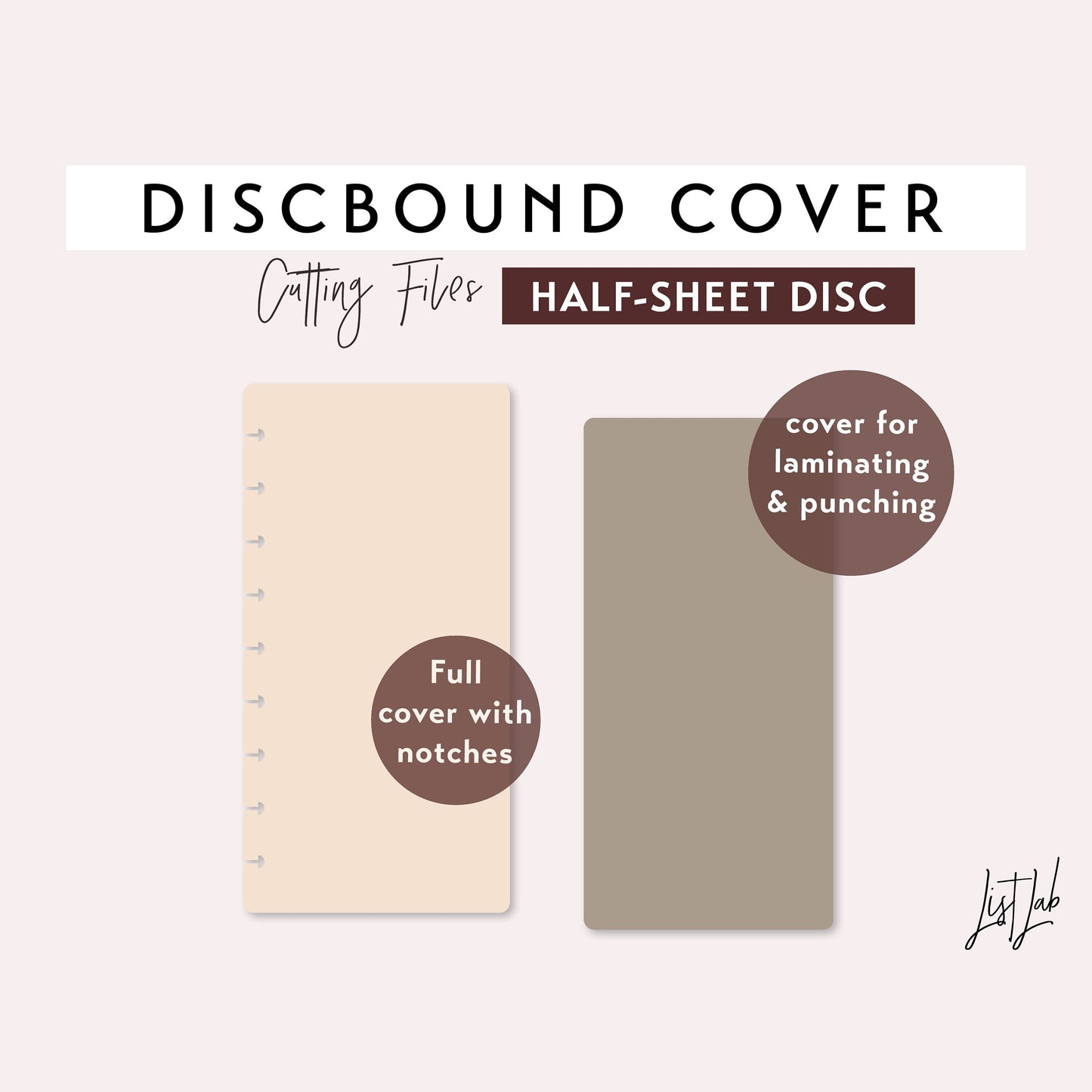 Half-Sheet / Skinny Classic Discbound PLANNER COVER Cutting Files Set