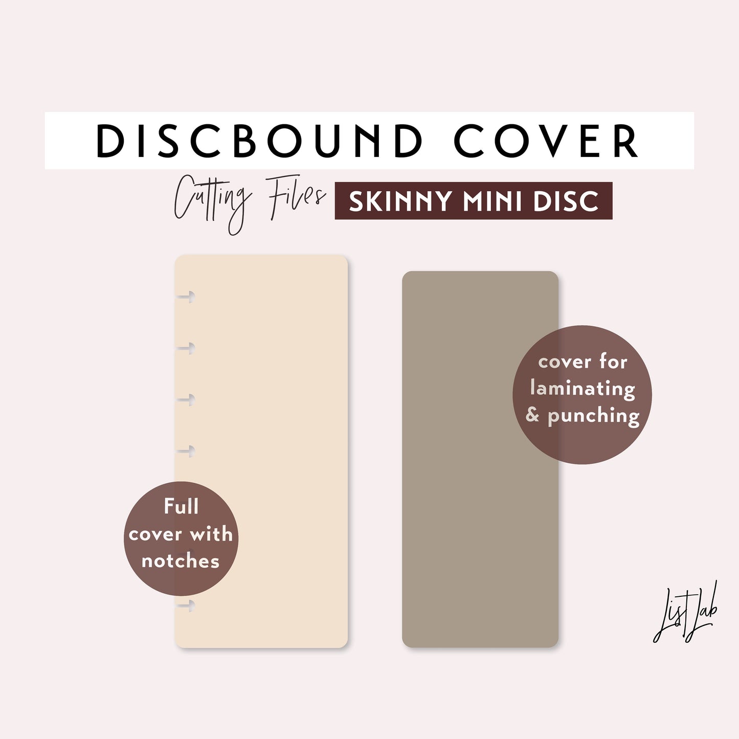 Skinny Mini Discbound PLANNER COVER Cutting Files Set