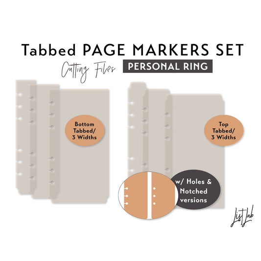 Personal Ring Tabbed Page Markers - 3 widths – Die Cutting Files Set