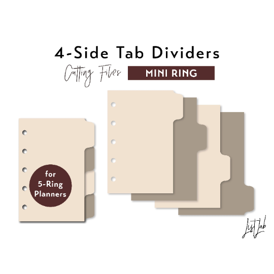 MINI / A8 Ring 4-SIDE TAB DIVIDERS Cutting Files Set