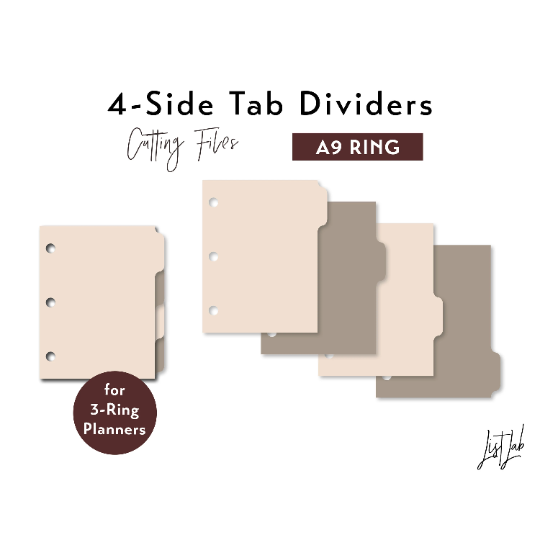 A9 Ring size 4-SIDE Tab Dividers - Overlapping Tabs Style – Die Cutting Files Se