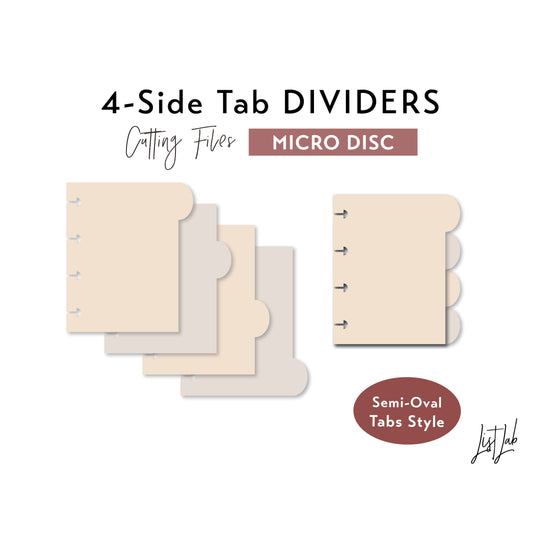 MICRO Disc size 4-SIDE Semi-Oval Tab Dividers Cutting Files Set