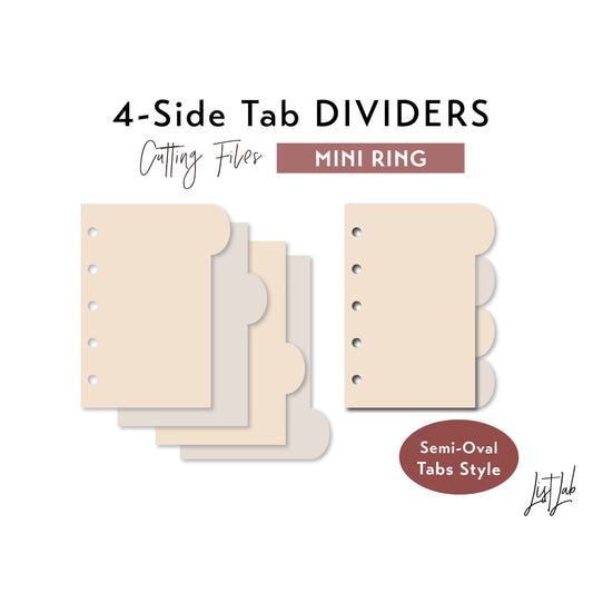 MINI / A8 Ring size 4-SIDE Semi-Oval Tab Dividers Cutting Files Set