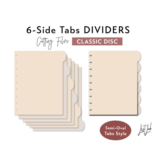 CLASSIC Disc size 6-SIDE Semi-Oval Tab Dividers Cutting Files Set