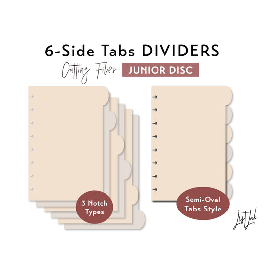 JUNIOR Disc size 6-SIDE Semi-Oval Tab Dividers Cutting Files Set