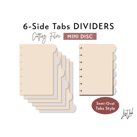 MINI Disc size 6-SIDE Semi-Oval Tab Dividers Cutting Files Set